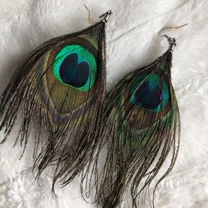 Peacock feathered earrings